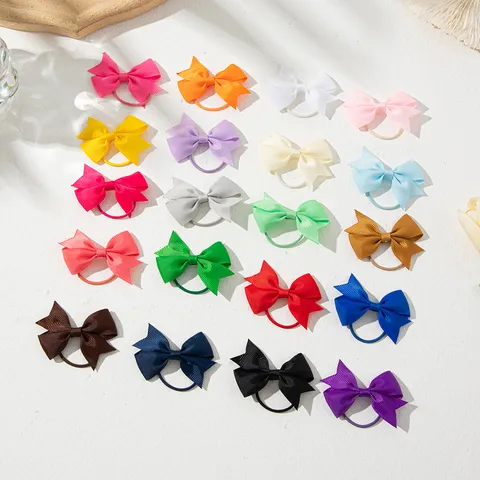 Élastique à Cheveux Nœud en Ruban Gros-grain pour Enfants Queue d'Hirondelle Colorée Bandeau Élastique Filles Bébé Accessoires Cheveux