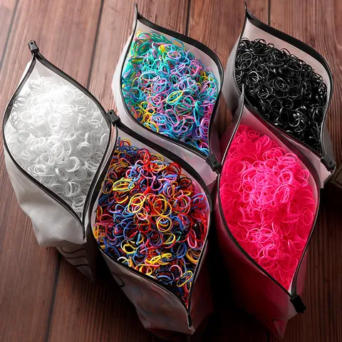 Kids Elastic Hair Ties Colorful Disposable Rubber Bands Clear Black Ponytail Holders Hair Bands For Girls School Daily Accessories