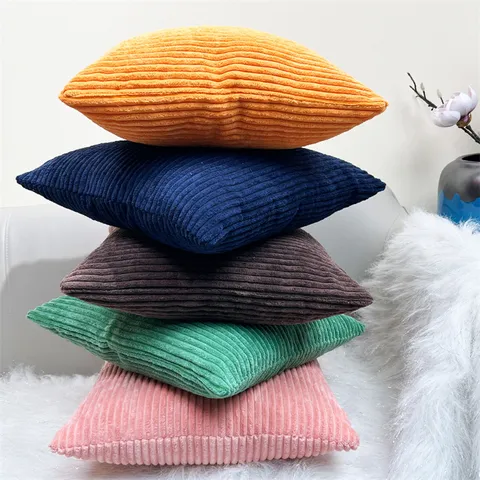 Ribfluweel Vierkante Kussenhoes Effen Kleur Zachte Decoratieve Kussensloop Voor Bank Bed Woonkamer Huisdecoratie