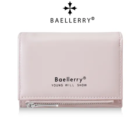Portafoglio Corto Trifold da Donna in Pelle PU Minimalista Con Cerniera Tasca per Monete Multi Slot per Carte Leggero Portatile Portacarte Pieghevole