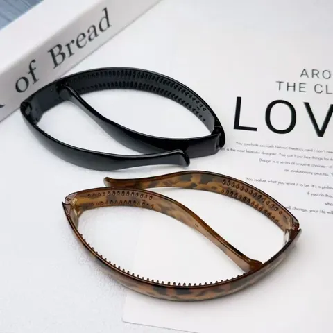 Foldable Leopard Print Headband For Women Anti-Slip Plastic Resin Hair Hoop Fashion High Top Hair Accessory For Washing Face Styling