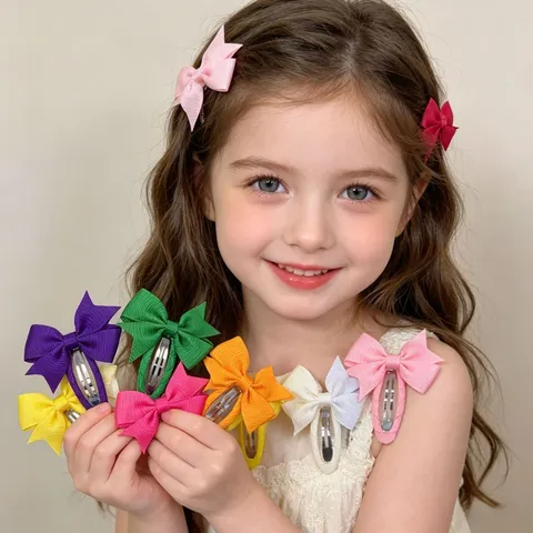 Pastoral Grosgrain Ribbon Bowknot Hair Clips For Kids Minimalist Handmade Ribbon Bow Hairpins Sweet Girl Hair Accessories