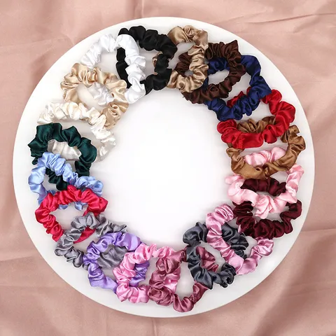 Satin Scrunchies For Women Minimalist Solid Color Satin Hair Ties Ruched Elastic Hair Bands French Style Fashion Hair Accessories