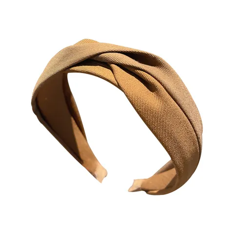Vintage Minimalist Fabric Headband Wide Side Twisted Cross Hairband For Women Casual Daily Face Washing Non Slip Hair Accessories