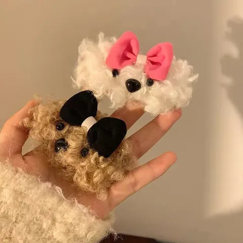 Süße Winter Plüsch Welpe Hund Haarklammer Für Mädchen Kinder Kawaii Schleife Welpe Snap Clip Haarschmuck Für Den Täglichen Schulgebrauch