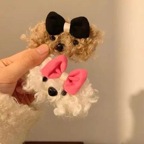 Süße Winter Plüsch Welpe Hund Haarklammer Für Mädchen Kinder Kawaii Schleife Welpe Snap Clip Haarschmuck Für Den Täglichen Schulgebrauch