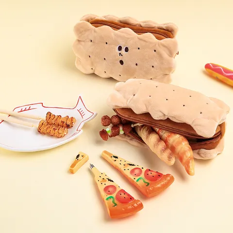 Kreative Simulierte Lebensmittel Gelpen Neuheit Brot Pizza Hotdog Design Kunststoff Kugelschreiber Für Büro Schule Schreiben