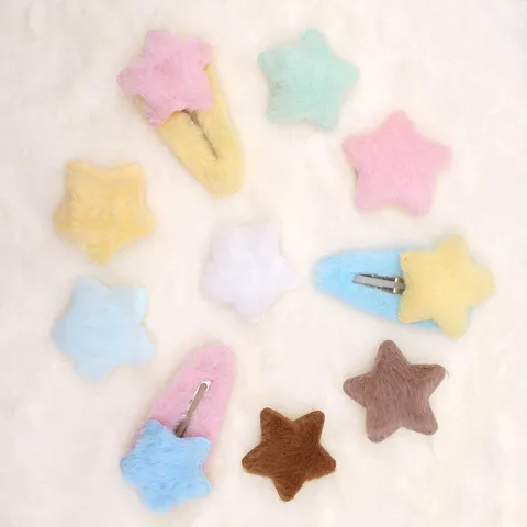 Cute Plush Star Hair Clips Y2K Sweet Duckbill Hairpins Soft Fluffy Side Hair Barrettes Hair Accessories For Women Girls