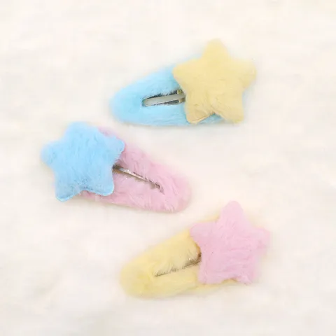 Cute Plush Star Hair Clips Y2K Sweet Duckbill Hairpins Soft Fluffy Side Hair Barrettes Hair Accessories For Women Girls