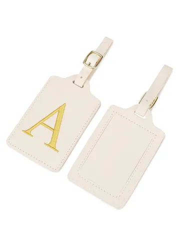 Étiquette de Bagage de Voyage en Cuir PU Portable Avec Lettre de Broderie Or Boucle Métal Anti-Perte Porte-Badge Nom de Valise