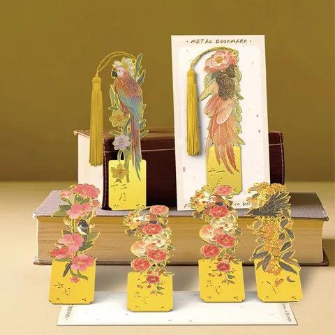 Antiker Chinesischer Stil Messing Metall Lesezeichen Hohles Blumen Vogel Lesezeichen Mit Quaste Kulturelles Kreatives Geschenk