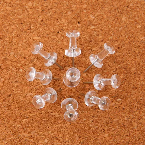 Transparent Plastic Push Pins Thumbtacks Clear Head With Steel Point For Cork Board Office School Message Notes Hanging