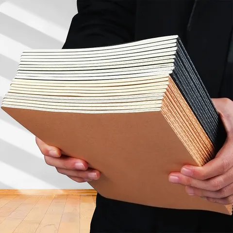 Retro Kraftpapier Notizbuch Liniert Kariert Journal Schüler Schreiben Tagebuch Büro Schule Schreibwaren