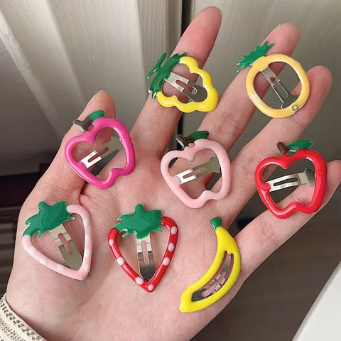 Süße Frucht Haarspangen Für Damen Mädchen Kawaii Dopamin Erdbeere Apfel Banane Ananas Haarnadel Emaille Legierung Haarschmuck Seitenclips