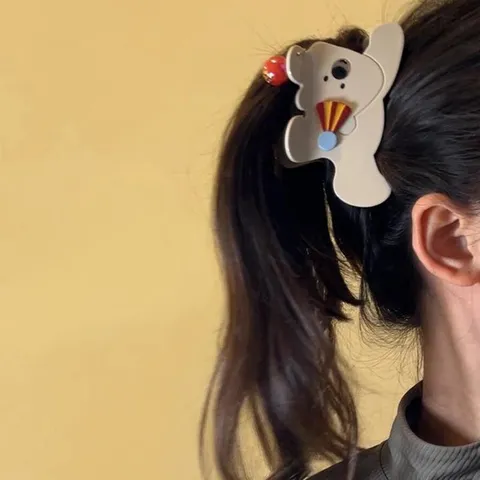 Lindo Clip de Garra de Oso de Circo Pinza de Tiburón de Acrílico Grande para Mujeres Niñas Accesorios para el Cabello
