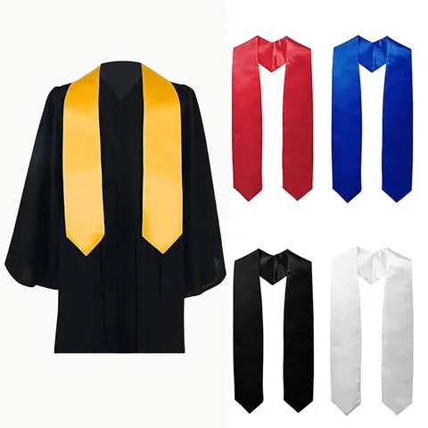 Étoole de Graduation en Satin Uni Unisexe Écharpe de Remise de Diplôme Ruban Accessoires de Fête de Cérémonie pour Étudiants Adultes
