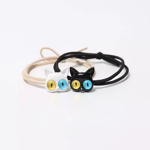 Élastiques à Cheveux en Résine Chat Dessin Animé Mignon Bande Élastique Attache Queue de Cheval Accessoires Cheveux pour Femmes Filles