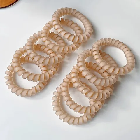 Matte Telephone Cord Hair Ties Elastic Spiral Hair Bands Minimalist Ponytail Holders Resin Hair Accessories For Women