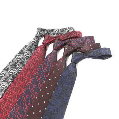 Cravatta da Lavoro per Uomo in Seta Poliestere Jacquard A Righe Paisley Cravatta per Matrimonio Formale Abito da Ufficio Accessorio Maschile
