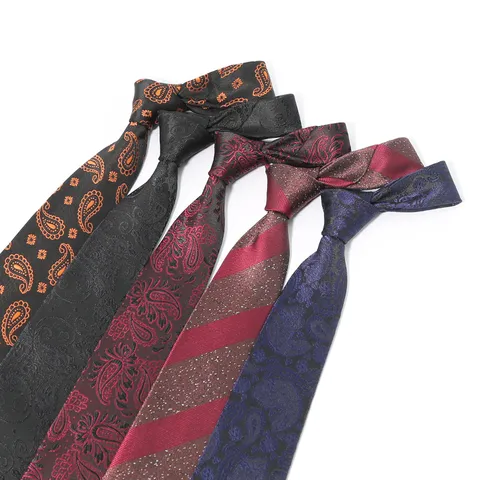 Cravatta da Uomo in Jacquard Affari Classico Paisley Strisce Poliestere Seta Cravatta per Abito Formale Matrimonio Festa