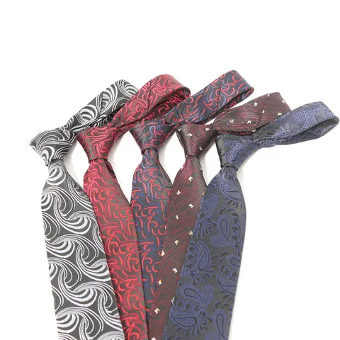 Cravatta da Lavoro per Uomo in Seta Poliestere Jacquard A Righe Paisley Cravatta per Matrimonio Formale Abito da Ufficio Accessorio Maschile
