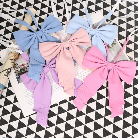 JK Uniform Large Bow Tie College Style Solid Color Pre-tied Necktie Women Fashion Clothing Accessories Neckwear
