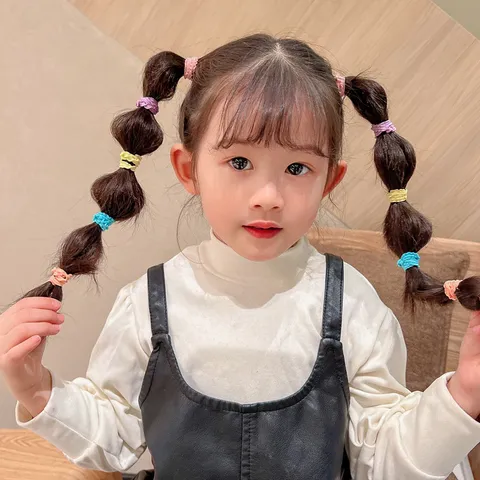 Colorful Small Kids Hair Ties No Damage Seamless Elastic Hair Bands For Girls Toddlers Babies Ponytail Holders Accessories
