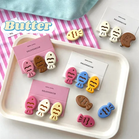 Mignonnes Barrettes à Cheveux Taiyaki Couleur Bonbon Poisson Dessin Animé Pinces à Cheveux Style Coréen Douces Pinces Latérales Accessori Cheveux Pour Filles Femmes