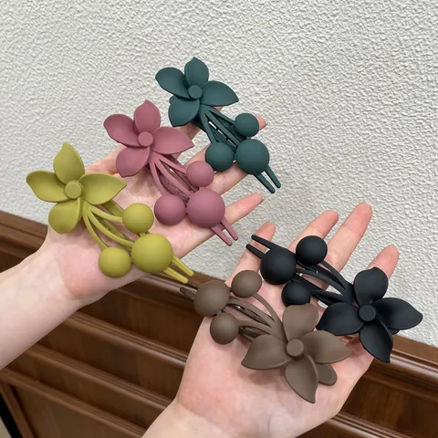 Κλιπ Μαλλιών Morandi Matte Flower Duckbill Clip για Γυναίκες Πίσω Μέρος του Κεφαλιού Κομψή Φλοράλ Φουρκέτα για Αξεσουάρ Μαλλιών