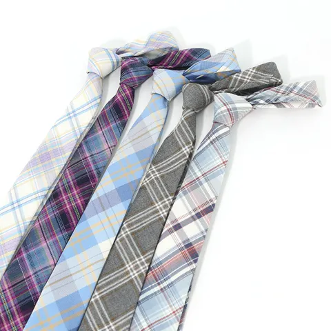 Men's Business Casual Jacquard Woven Necktie 6CM Narrow Plaid Striped Polyester Neck Tie Wedding Party Formal Suit Tie