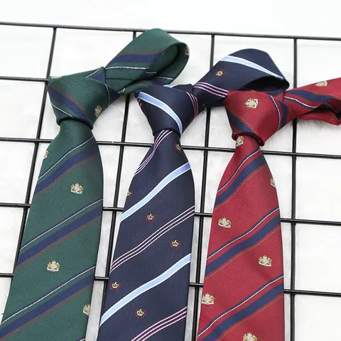Cravatta Stampata A Righe In Stile Collegiale Britannico Ricamo Corona Seta Di Poliestere Uniforme JK DK