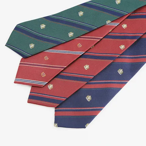 Unisex Preppy Style Diagonal Stripe Zipper Tie Crown Embroidery JK Uniform Necktie Fashion Business Casual Neckwear