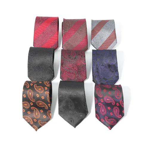 Cravatta da Uomo in Jacquard Affari Classico Paisley Strisce Poliestere Seta Cravatta per Abito Formale Matrimonio Festa