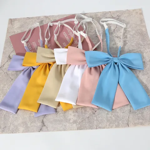 Farfalla per Uniforme JK Giapponese Tinta Unita Seta di Poliestere Piatta Angolo Acuto Fiocco Accessori Moda Campus Donna