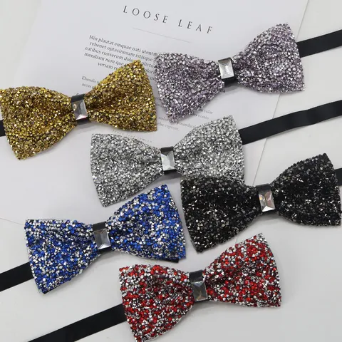 Farfallino in Strass Moda Uomo Abito in Cristallo Matrimonio Sposo Fiocco Accessori Collo in Cristallo Scintillante