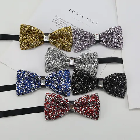 Farfallino in Strass Moda Uomo Abito in Cristallo Matrimonio Sposo Fiocco Accessori Collo in Cristallo Scintillante