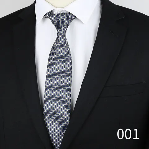 Cravatta Stretta Formale da Uomo d'Affari in Poliestere Jacquard Floreale a Righe per Abito da Sposa