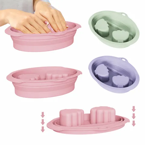Ciotola in Silicone Pieghevole per Ammollo Unghie Bacino Lavaggio Spa per Mani Strumento di Manicure