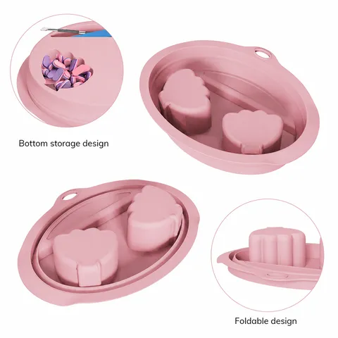 Ciotola in Silicone Pieghevole per Ammollo Unghie Bacino Lavaggio Spa per Mani Strumento di Manicure