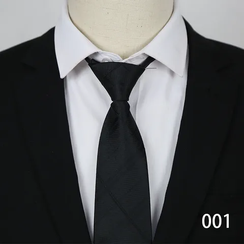 Cravatta con Cerniera Formale da Uomo d'Affari Blu a Righe Jacquard Cravatta Semplice per Matrimonio Professionale