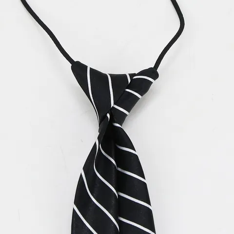 Kids Striped Necktie Preppy Style Zipper Tie Casual School Performance Tie Polyester Neckwear For Boys And Girls