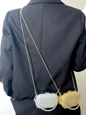 Elegante Damen Acryl Strass Umhängetasche Mini Abendhandtasche Mit Kette Sommer Luxus Party Schultertasche