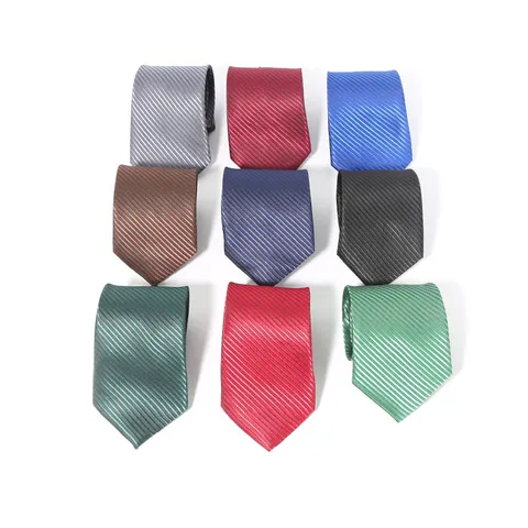 Cravatta da Lavoro in Tessuto Jacquard da Uomo Classica Rigata in Seta di Poliestere per Matrimonio Sposo Testimoni Abito Formale