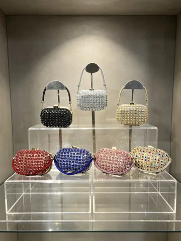 Elegante Damen Acryl Strass Umhängetasche Mini Abendhandtasche Mit Kette Sommer Luxus Party Schultertasche