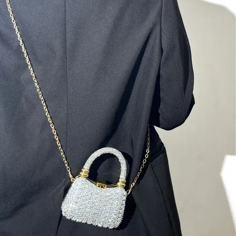 Luxus Legierung Strass Abendtasche Für Damen Mode Crossbody Clutch Bankett Party Handtasche Mit Kettengurt