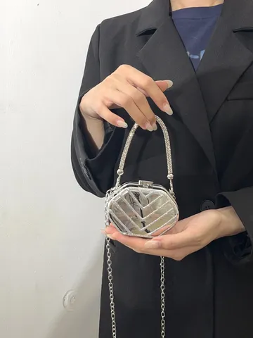 Luxus Strass Acryl Mini Box Tasche Für Damen Kleine Kette Crossbody Abend Handtasche Lippenstift Etui Quadratische Hartschale Tasche