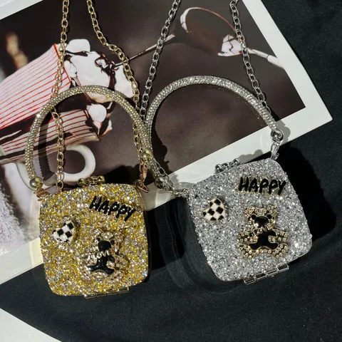 Damen Mini Strass Acryl Abendtasche Mode Kette Umhängetasche Glitzer Buchstaben Muster Damen Bankett Party Handtasche