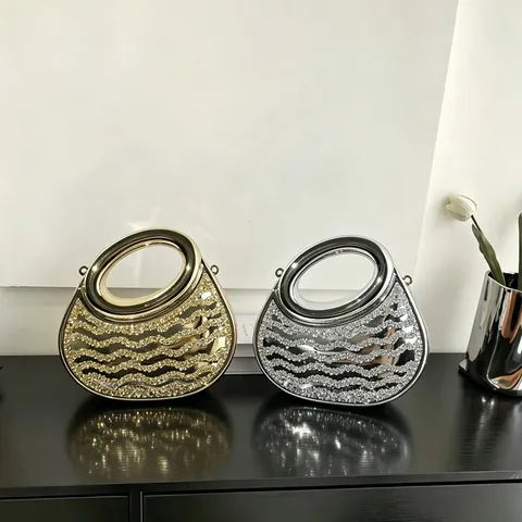 Luxuriöse Acryl Strass Abendtasche Mit Pailletten Clutch Für Damen Kette Crossbody Party Handtasche Mit Rundem Metallgriff