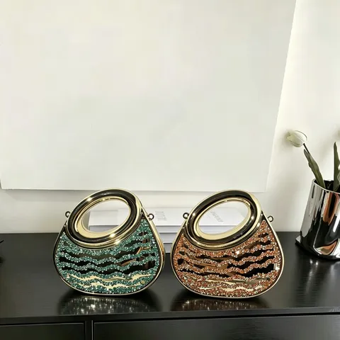 Luxuriöse Acryl Strass Abendtasche Mit Pailletten Clutch Für Damen Kette Crossbody Party Handtasche Mit Rundem Metallgriff