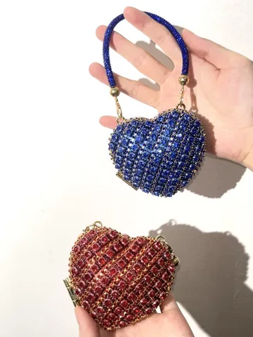 Damen Mode Strass Herzförmige Abendtasche Nische Design Legierung Glitzernde Clutch Tasche Party Abschlussball Bankett Handtasche Luxus Zubehör